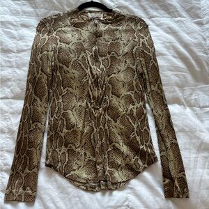 Chloe Brown Snake Print Button-Down Blouse